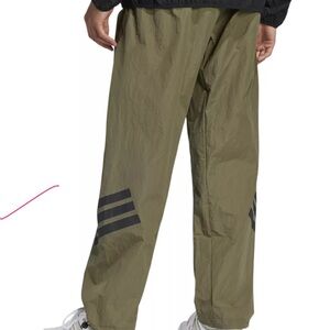 Adidas Men's Khaki Joggers with Black Stripes